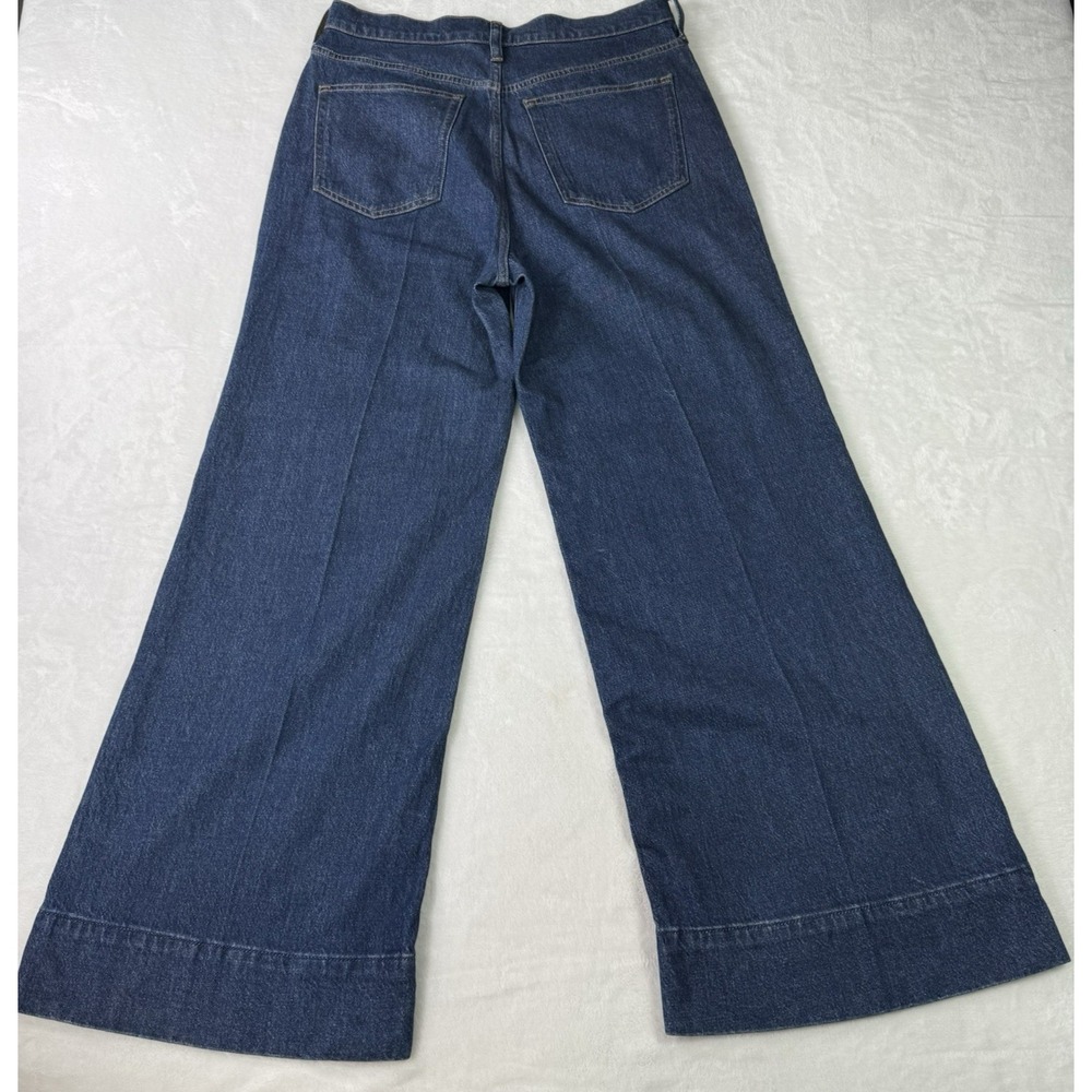 J Crew Jeans Womens 30 Petite Blue Wide Leg Trouser Dark Wash Baggy - Picture 3 of 12
